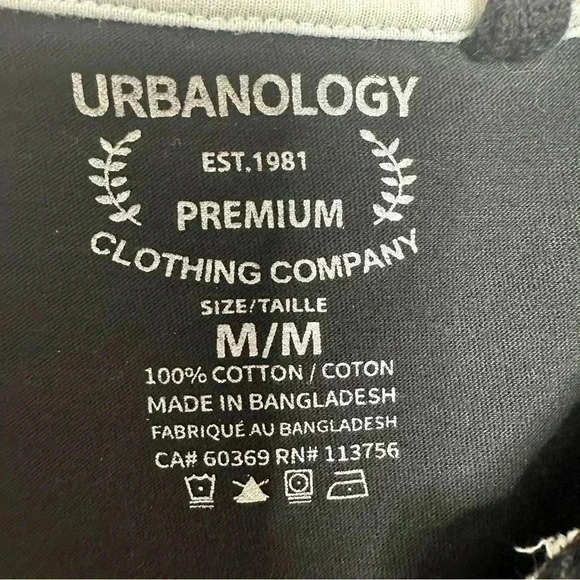 Urbanology T-Shirt Buttons Front Pocket Stripes Black & White Size Medium - Picture 7 of 16